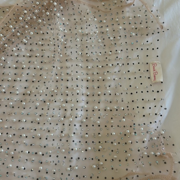 BEACH BUNNY glow sheer and glisten crop top in nude medium M from Revolve - Picture 2 of 6